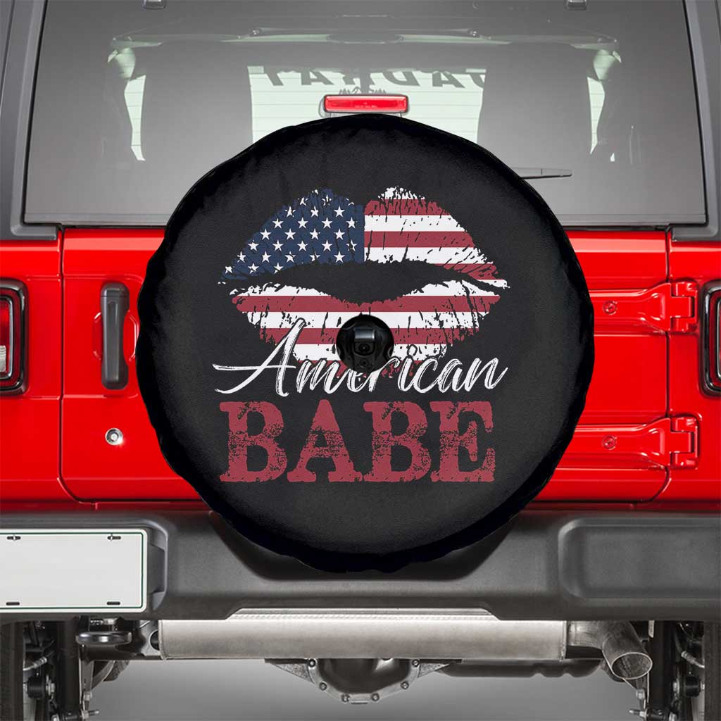 Funny 4th Of July Spare Tire Cover American Babe Flag Vintage Lips