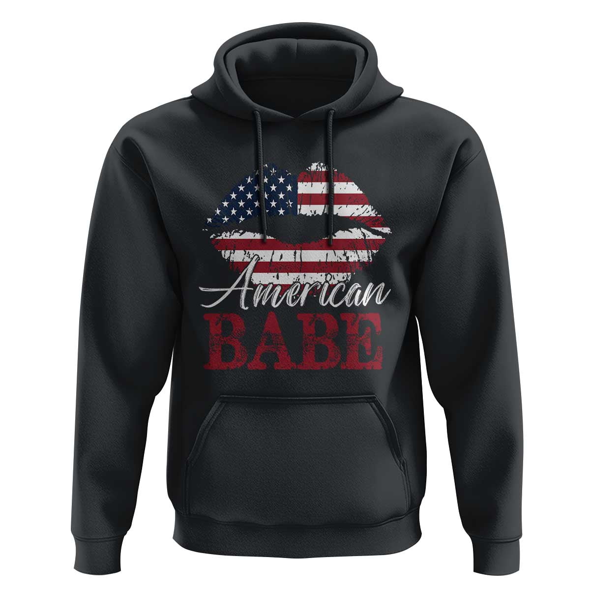 Funny 4th Of July Hoodie American Babe Flag Vintage Lips - Wonder Print Shop