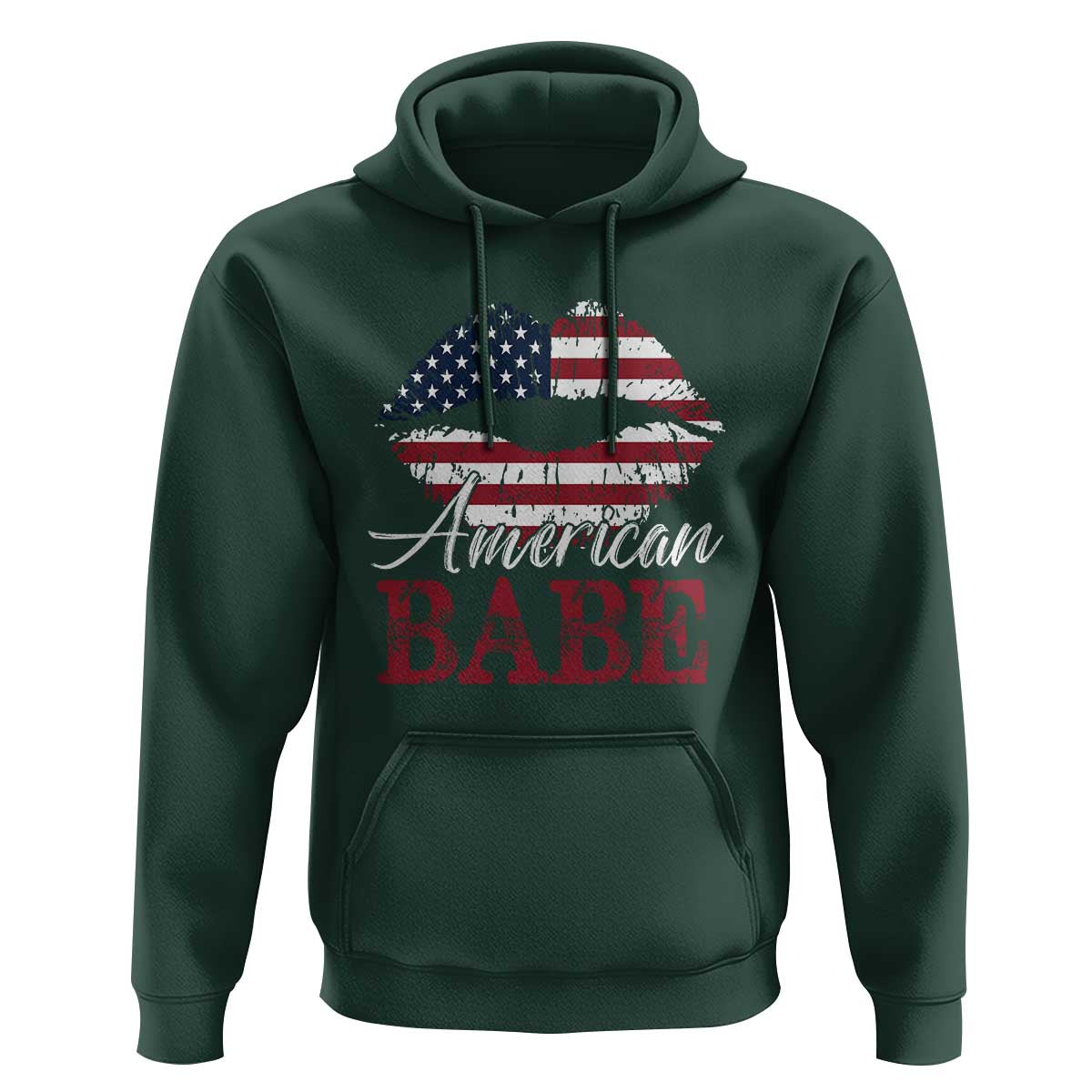 Funny 4th Of July Hoodie American Babe Flag Vintage Lips - Wonder Print Shop