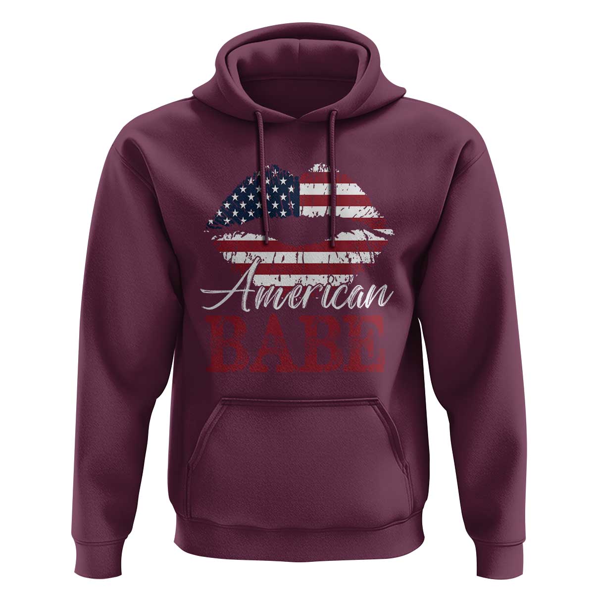 Funny 4th Of July Hoodie American Babe Flag Vintage Lips - Wonder Print Shop