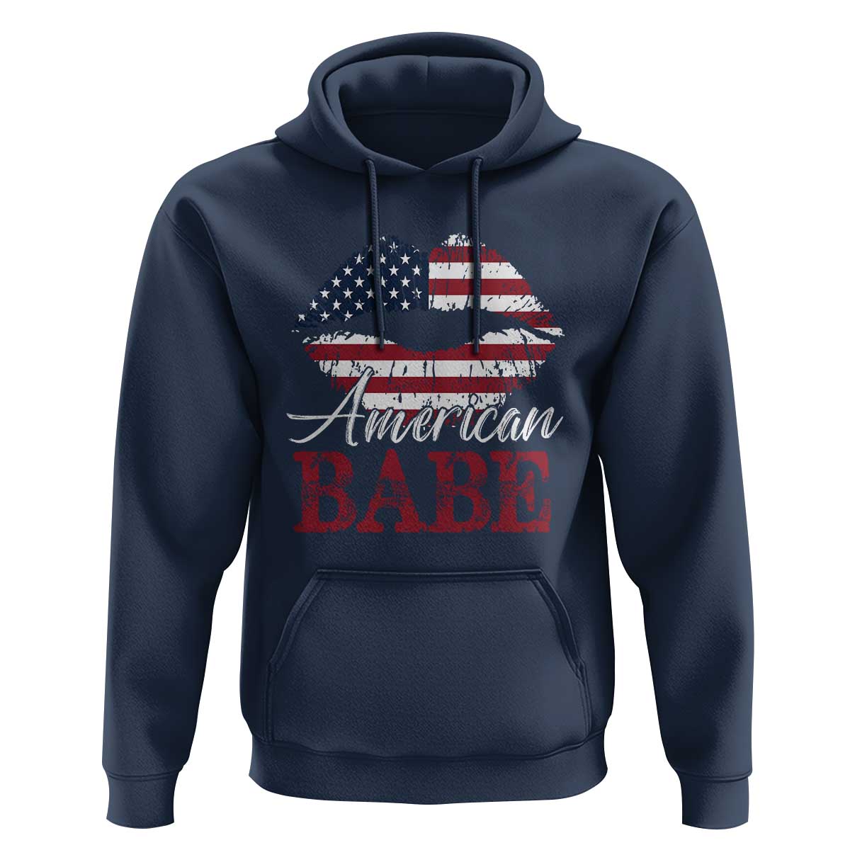 Funny 4th Of July Hoodie American Babe Flag Vintage Lips - Wonder Print Shop