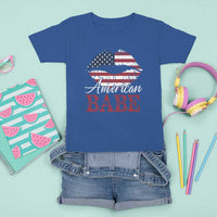 Funny 4th Of July T Shirt For Kid American Babe Flag Vintage Lips - Wonder Print Shop