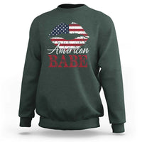 Funny 4th Of July Sweatshirt American Babe Flag Vintage Lips - Wonder Print Shop