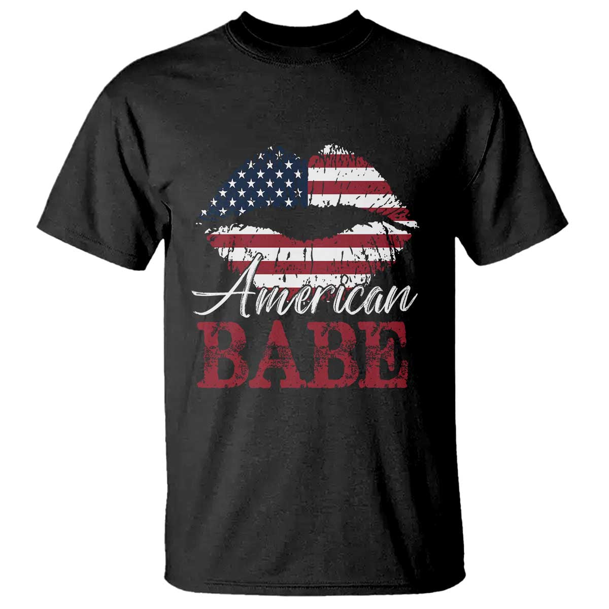 Funny 4th Of July T Shirt American Babe Flag Vintage Lips - Wonder Print Shop