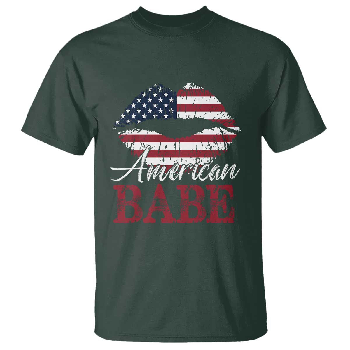Funny 4th Of July T Shirt American Babe Flag Vintage Lips - Wonder Print Shop