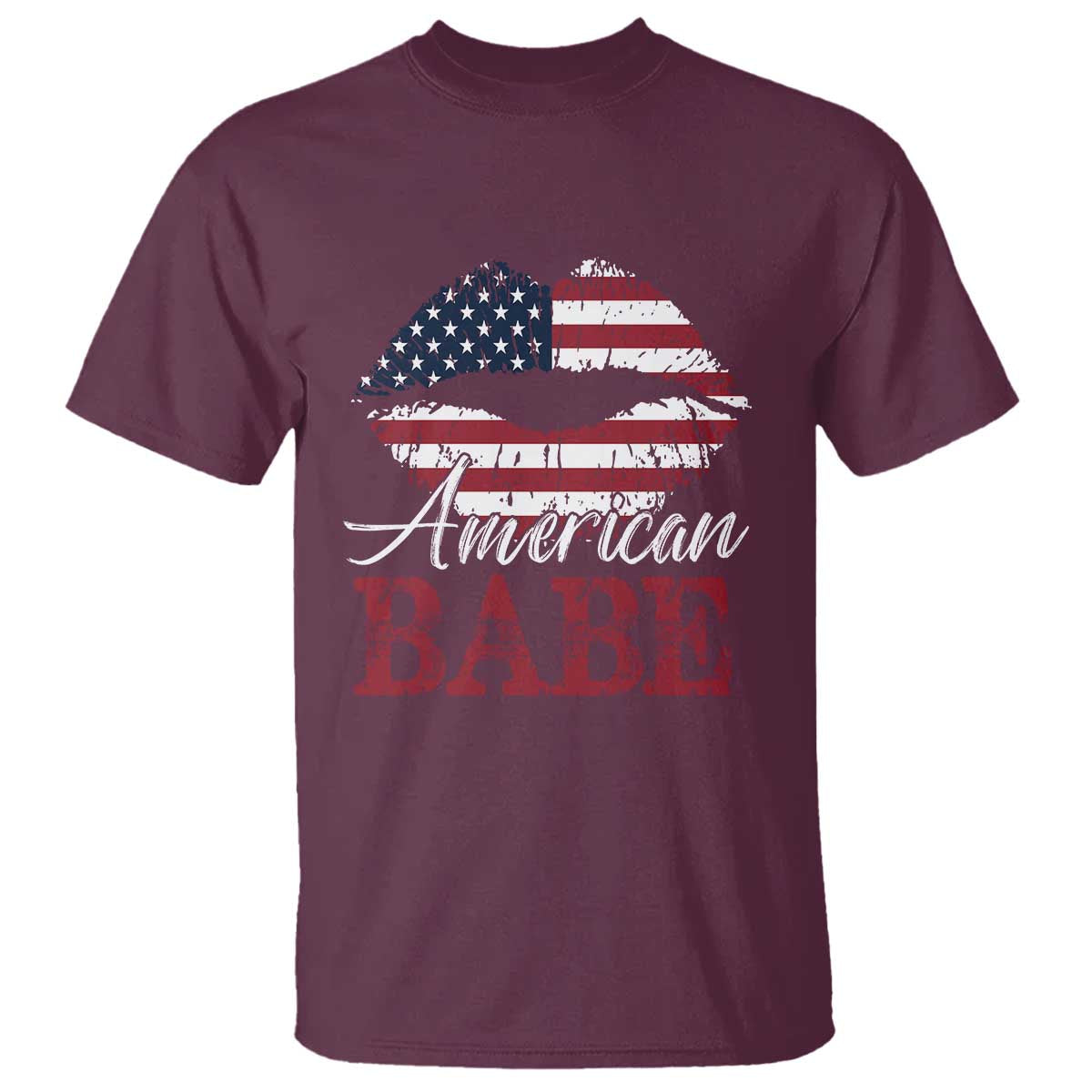 Funny 4th Of July T Shirt American Babe Flag Vintage Lips - Wonder Print Shop