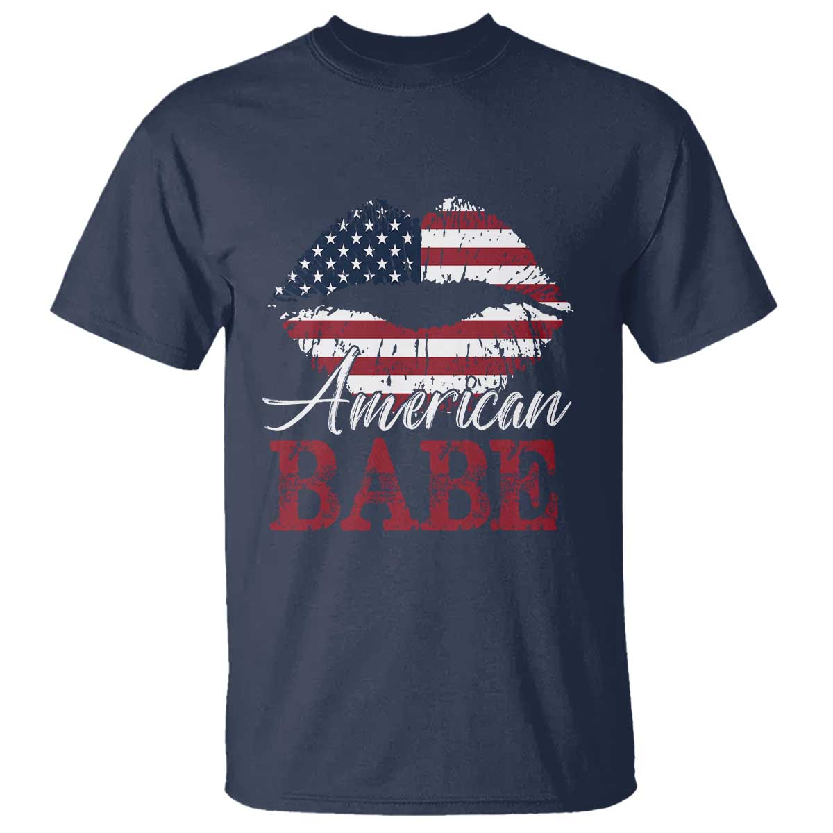 Funny 4th Of July T Shirt American Babe Flag Vintage Lips - Wonder Print Shop