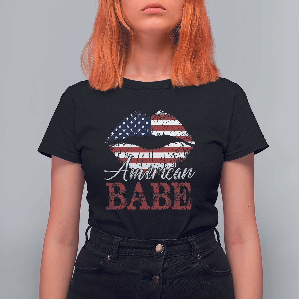 Funny 4th Of July T Shirt For Women American Babe Flag Vintage Lips - Wonder Print Shop