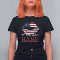Funny 4th Of July T Shirt For Women American Babe Flag Vintage Lips - Wonder Print Shop