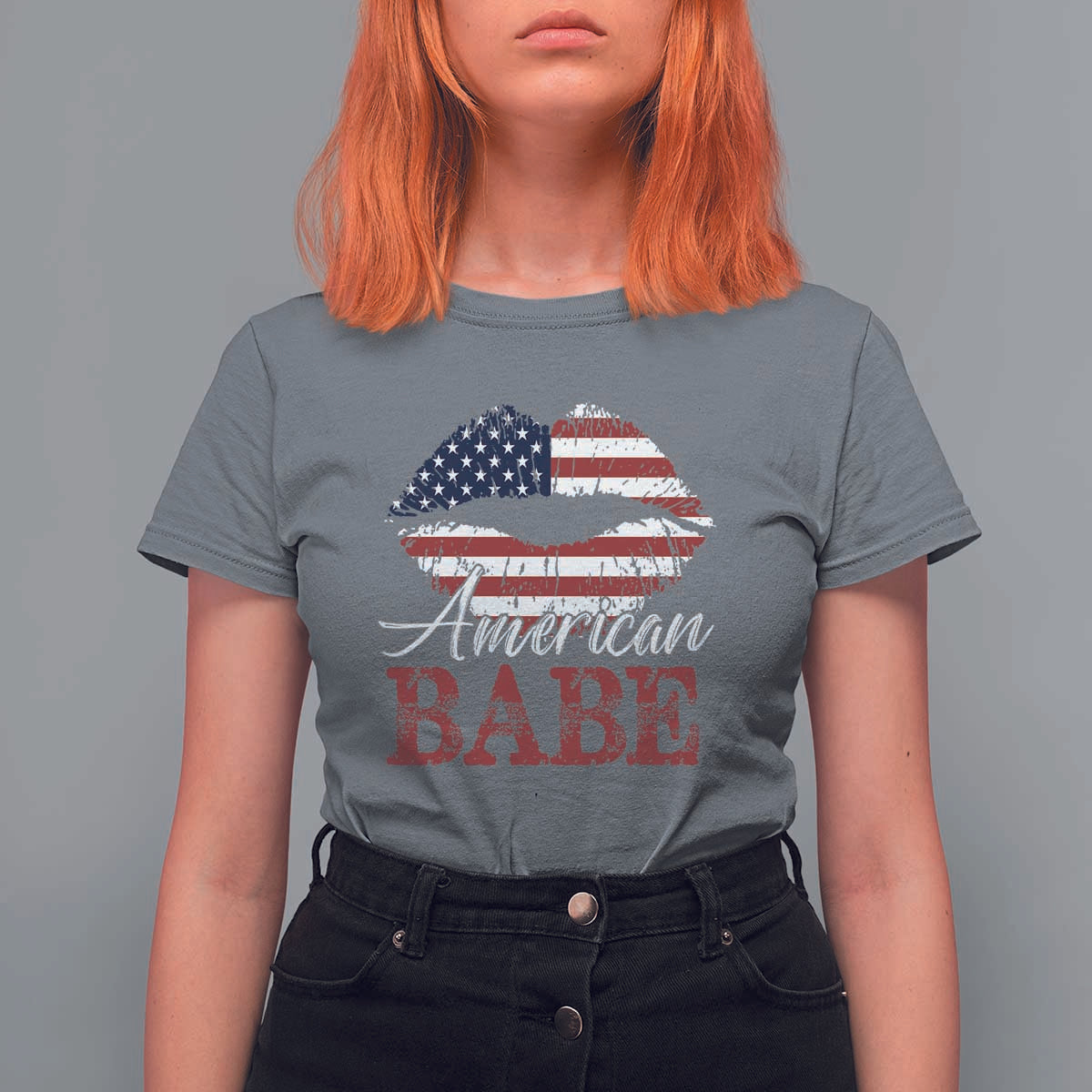 Funny 4th Of July T Shirt For Women American Babe Flag Vintage Lips - Wonder Print Shop