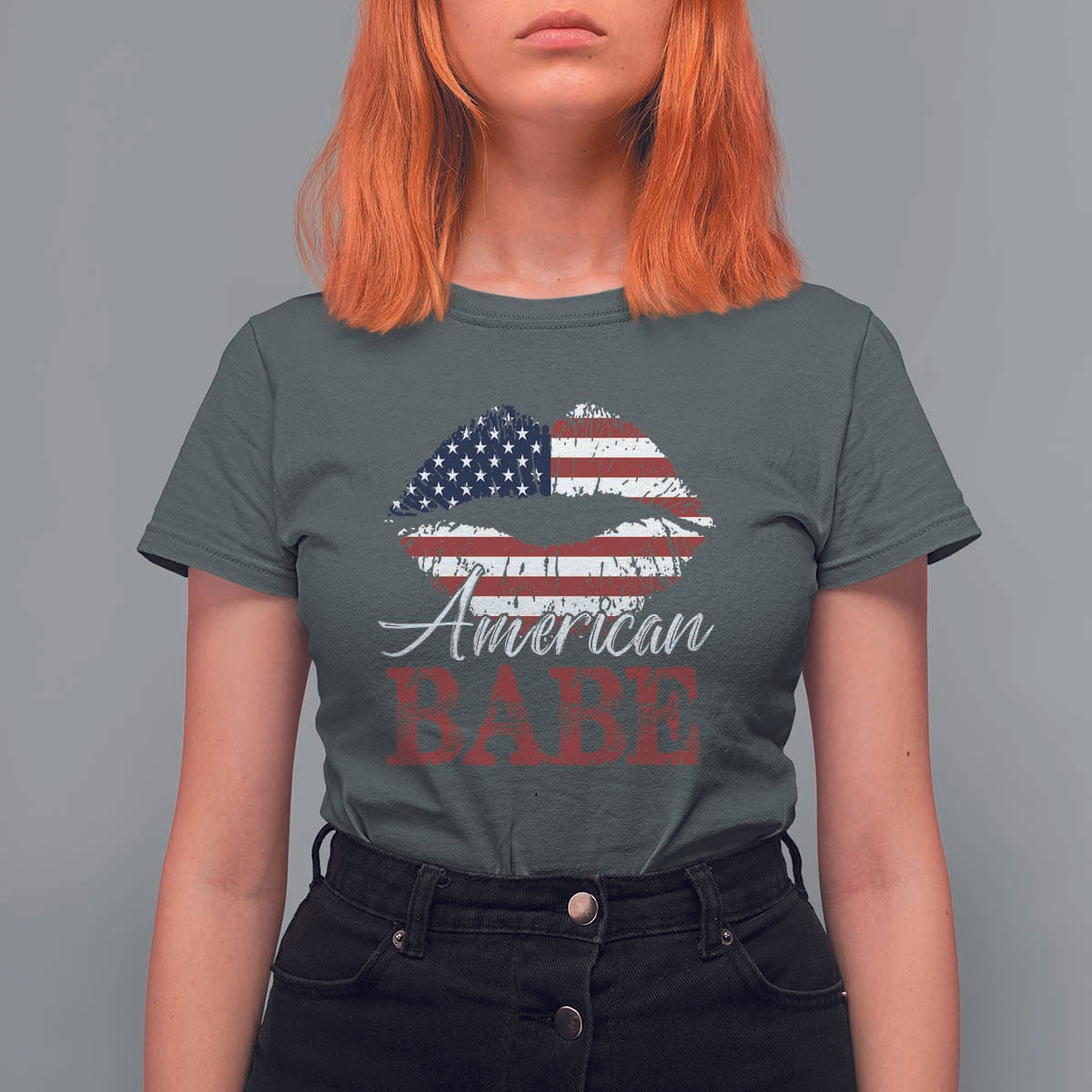Funny 4th Of July T Shirt For Women American Babe Flag Vintage Lips - Wonder Print Shop