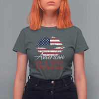 Funny 4th Of July T Shirt For Women American Babe Flag Vintage Lips - Wonder Print Shop
