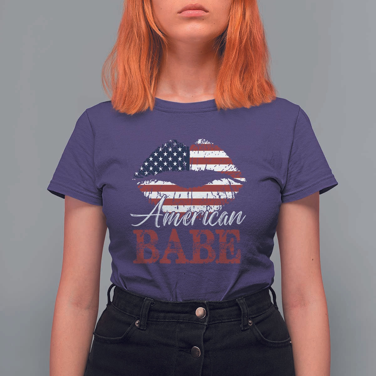 Funny 4th Of July T Shirt For Women American Babe Flag Vintage Lips - Wonder Print Shop