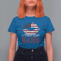 Funny 4th Of July T Shirt For Women American Babe Flag Vintage Lips - Wonder Print Shop