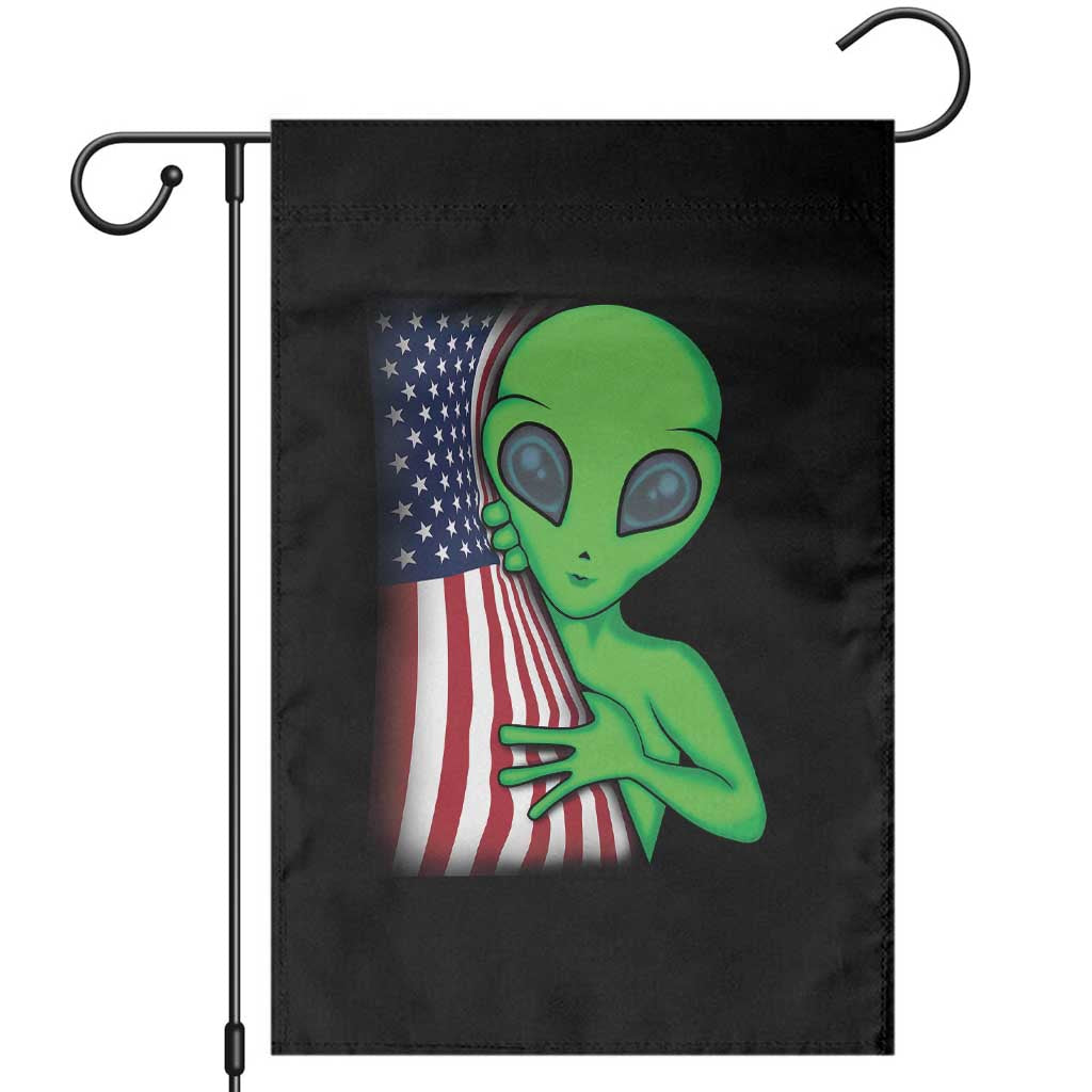 Funny 4th Of July Alien Garden Flag USA American Flag UFO
