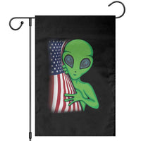 Funny 4th Of July Alien Garden Flag USA American Flag UFO