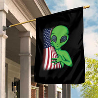Funny 4th Of July Alien Garden Flag USA American Flag UFO