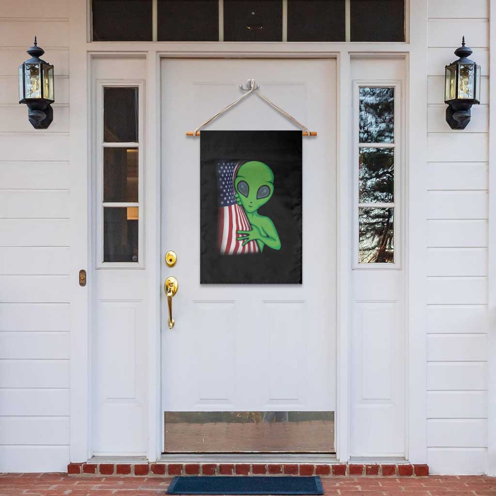 Funny 4th Of July Alien Garden Flag USA American Flag UFO