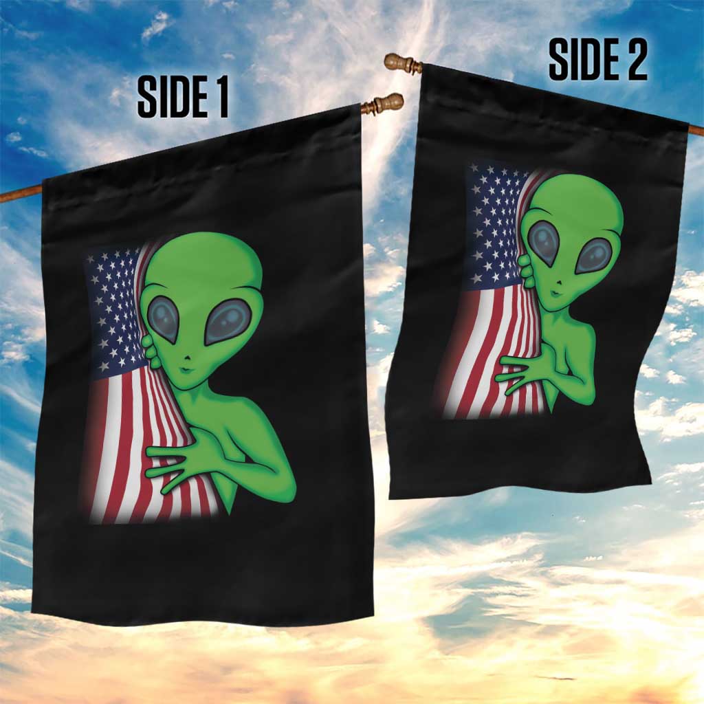 Funny 4th Of July Alien Garden Flag USA American Flag UFO