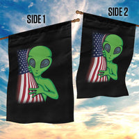 Funny 4th Of July Alien Garden Flag USA American Flag UFO
