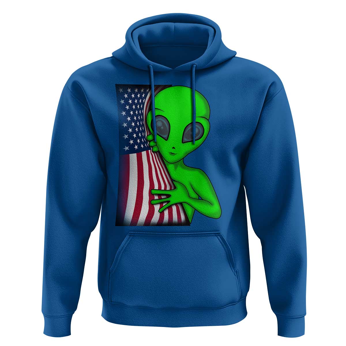 Funny 4th Of July Alien Hoodie USA American Flag UFO - Wonder Print Shop
