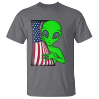 Funny 4th Of July Alien T Shirt USA American Flag UFO - Wonder Print Shop