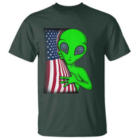 Funny 4th Of July Alien T Shirt USA American Flag UFO - Wonder Print Shop