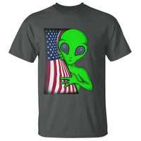 Funny 4th Of July Alien T Shirt USA American Flag UFO - Wonder Print Shop