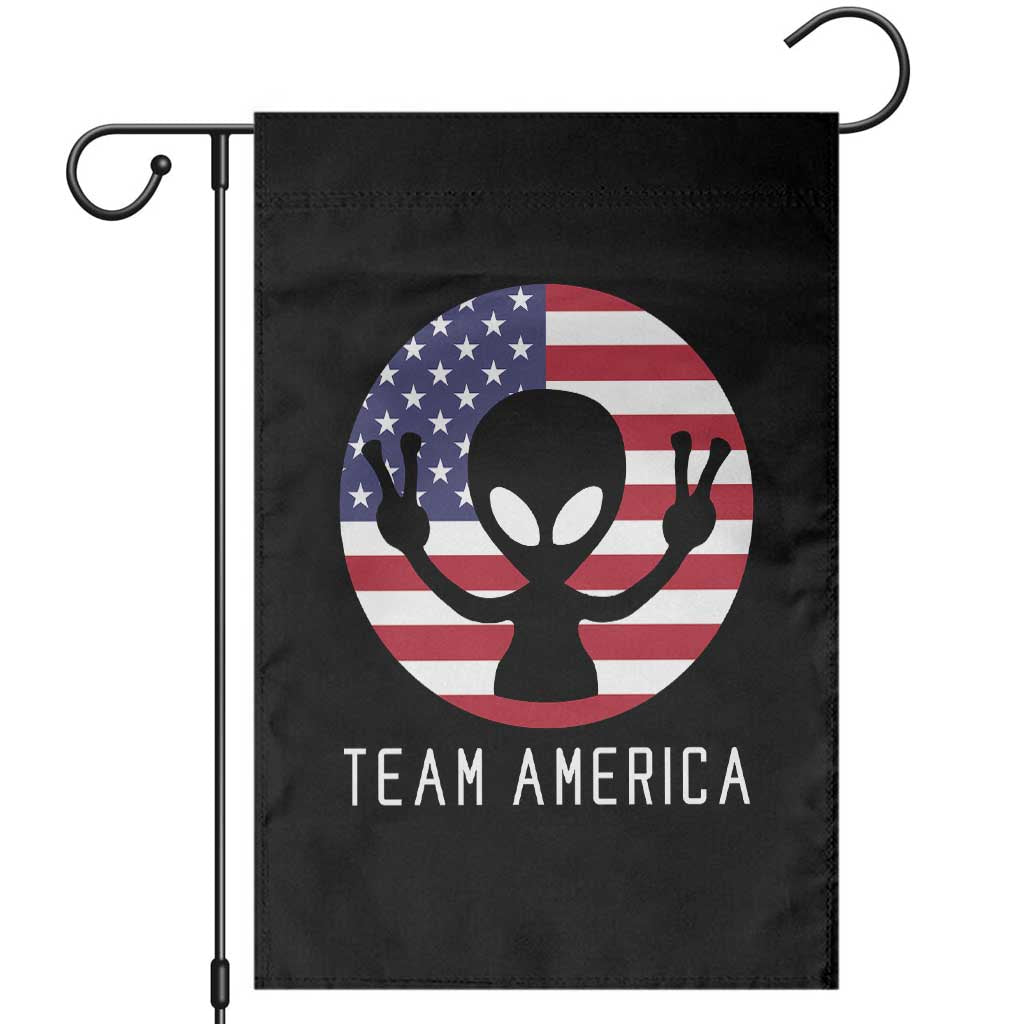 Funny 4th Of July Alien Garden Flag Team America USA Flag UFO
