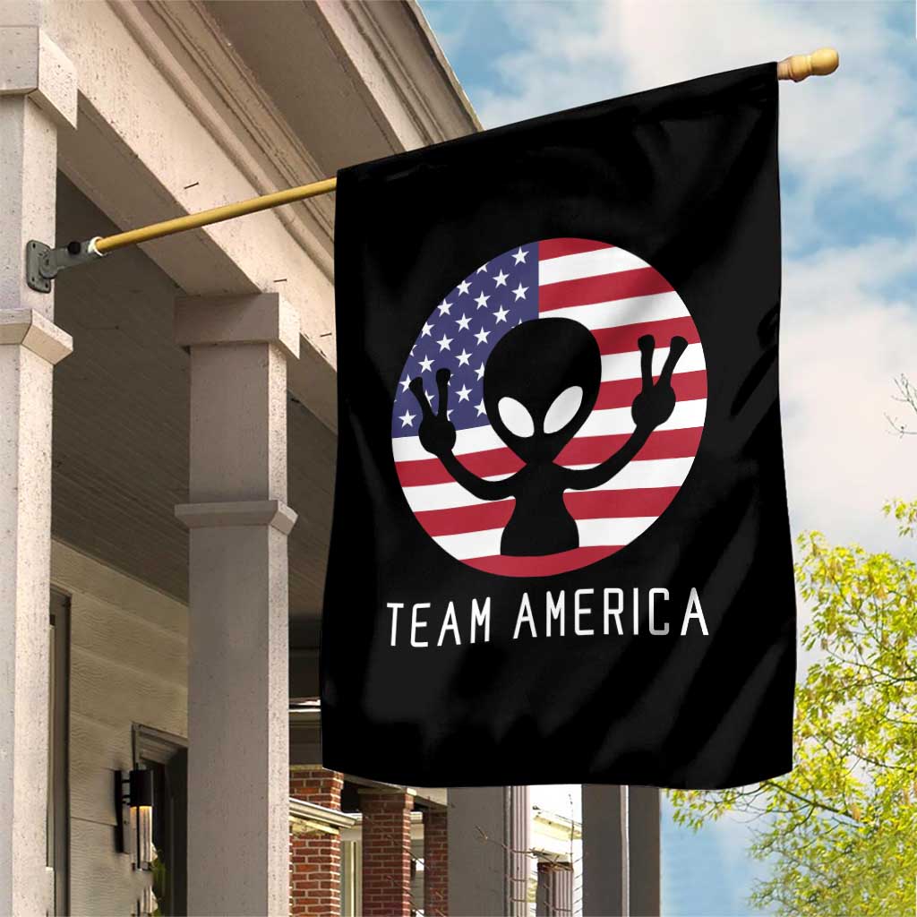 Funny 4th Of July Alien Garden Flag Team America USA Flag UFO