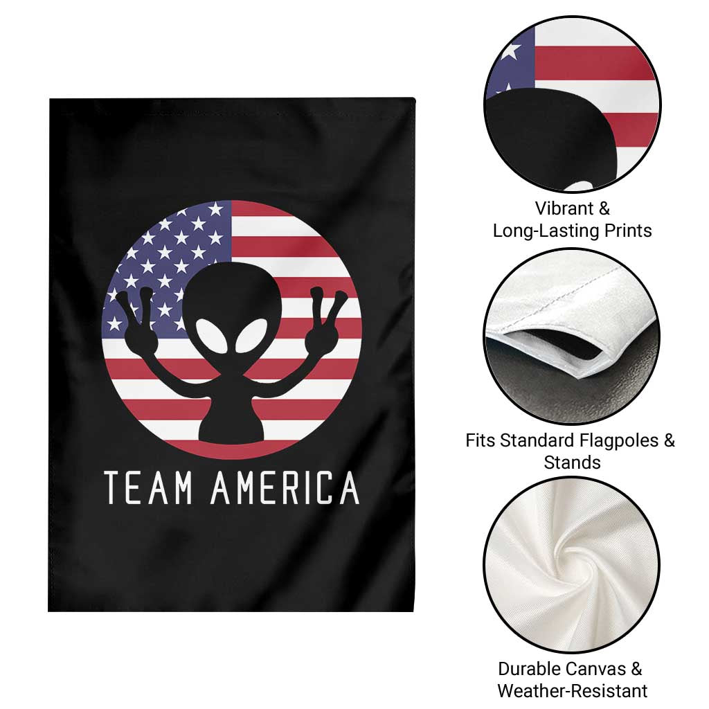 Funny 4th Of July Alien Garden Flag Team America USA Flag UFO
