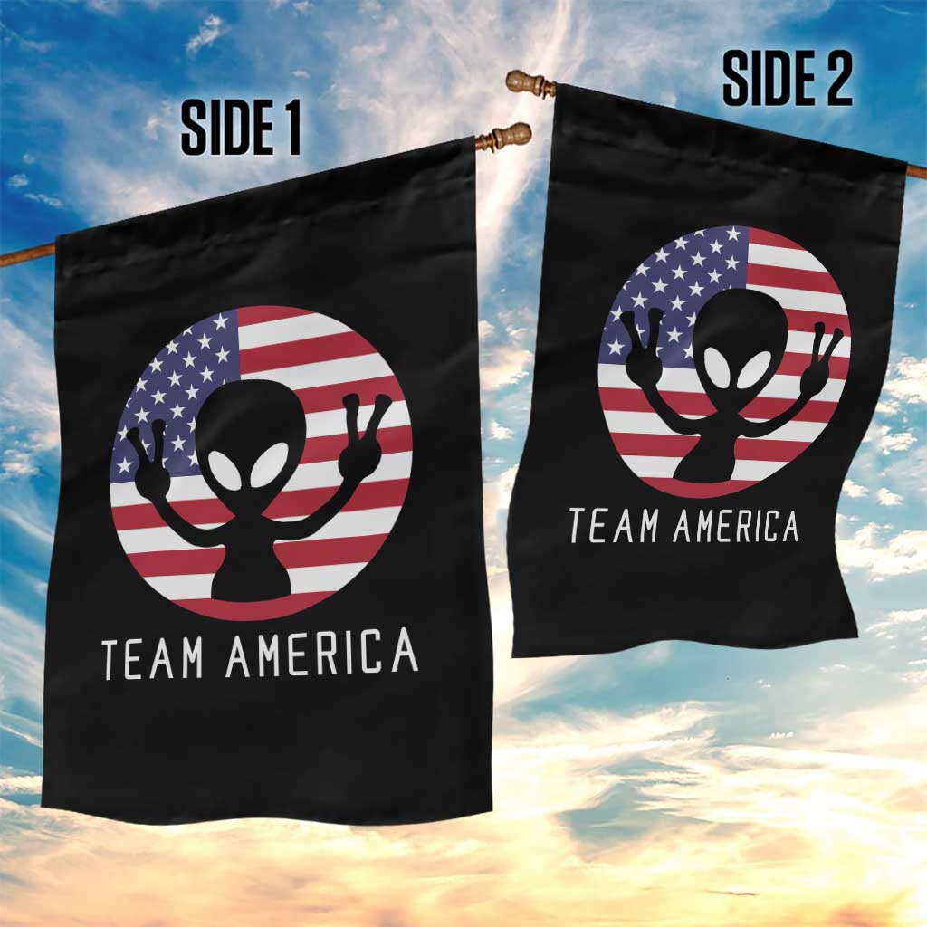 Funny 4th Of July Alien Garden Flag Team America USA Flag UFO