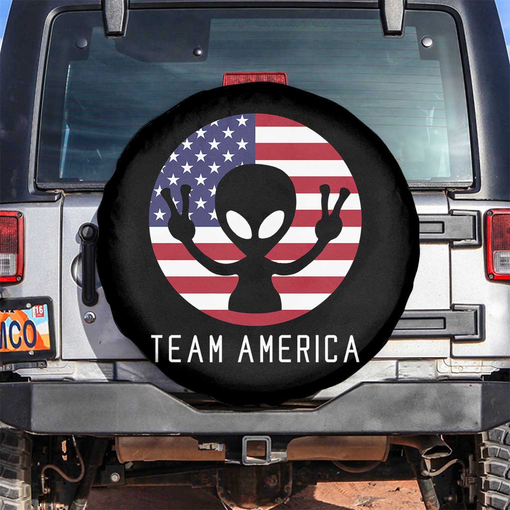 Funny 4th Of July Alien Spare Tire Cover Team America USA Flag UFO