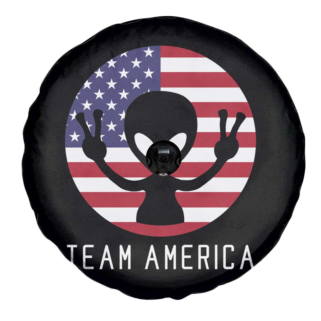 Funny 4th Of July Alien Spare Tire Cover Team America USA Flag UFO