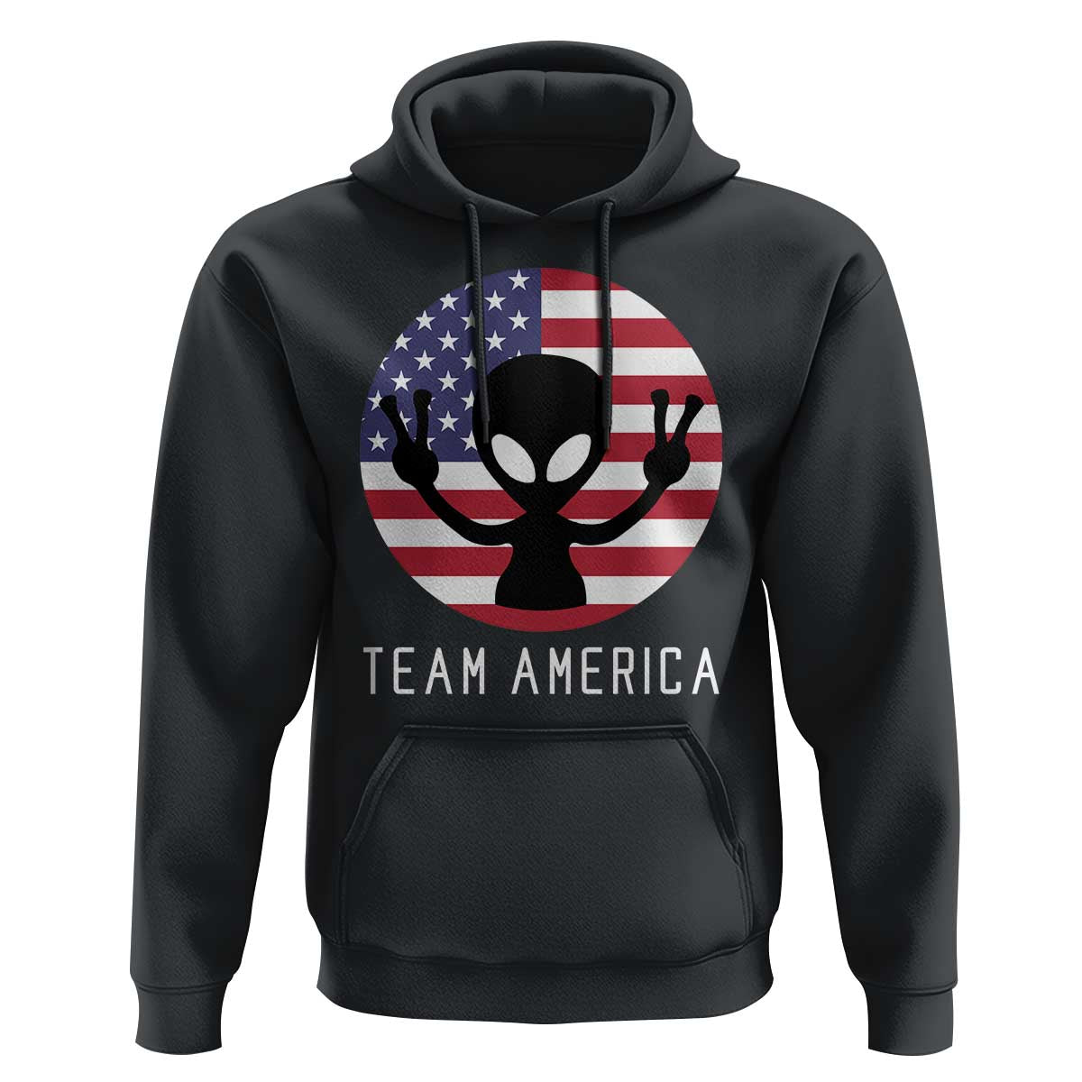 Funny 4th Of July Alien Hoodie Team America USA Flag UFO - Wonder Print Shop