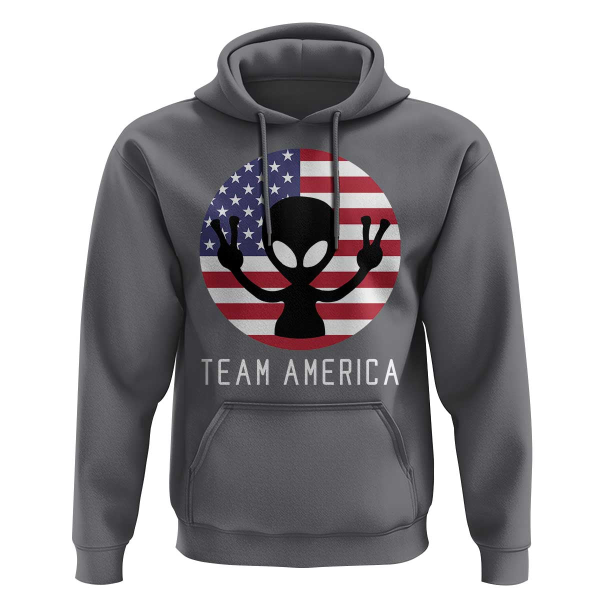 Funny 4th Of July Alien Hoodie Team America USA Flag UFO - Wonder Print Shop