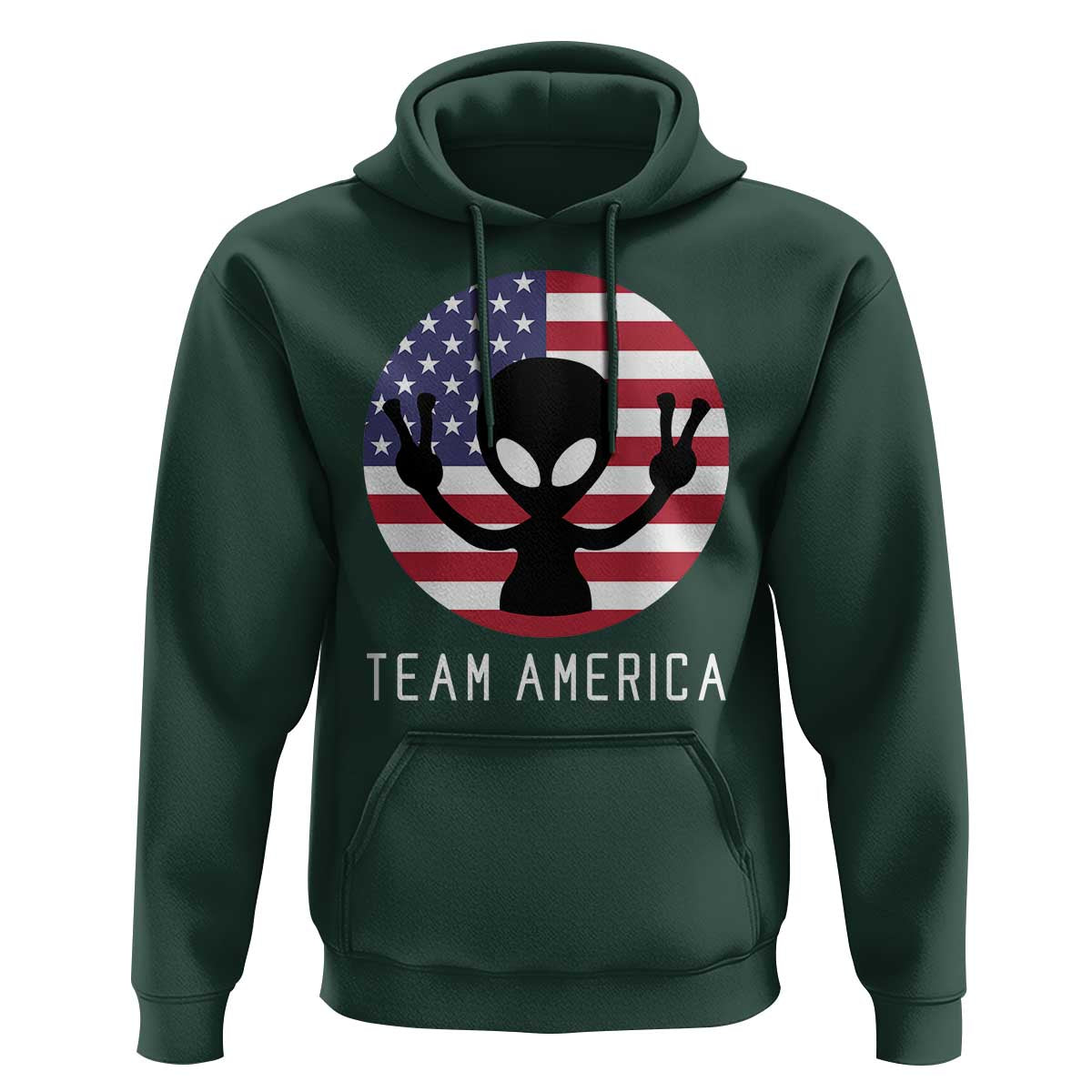 Funny 4th Of July Alien Hoodie Team America USA Flag UFO - Wonder Print Shop