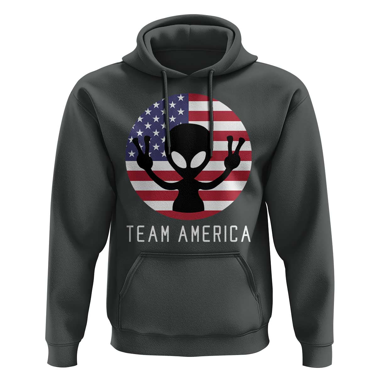 Funny 4th Of July Alien Hoodie Team America USA Flag UFO - Wonder Print Shop