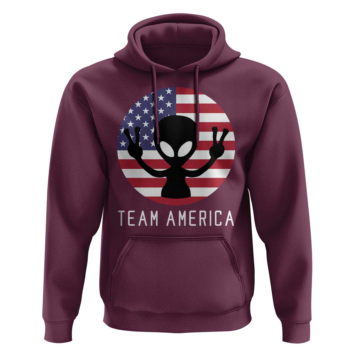 Funny 4th Of July Alien Hoodie Team America USA Flag UFO - Wonder Print Shop