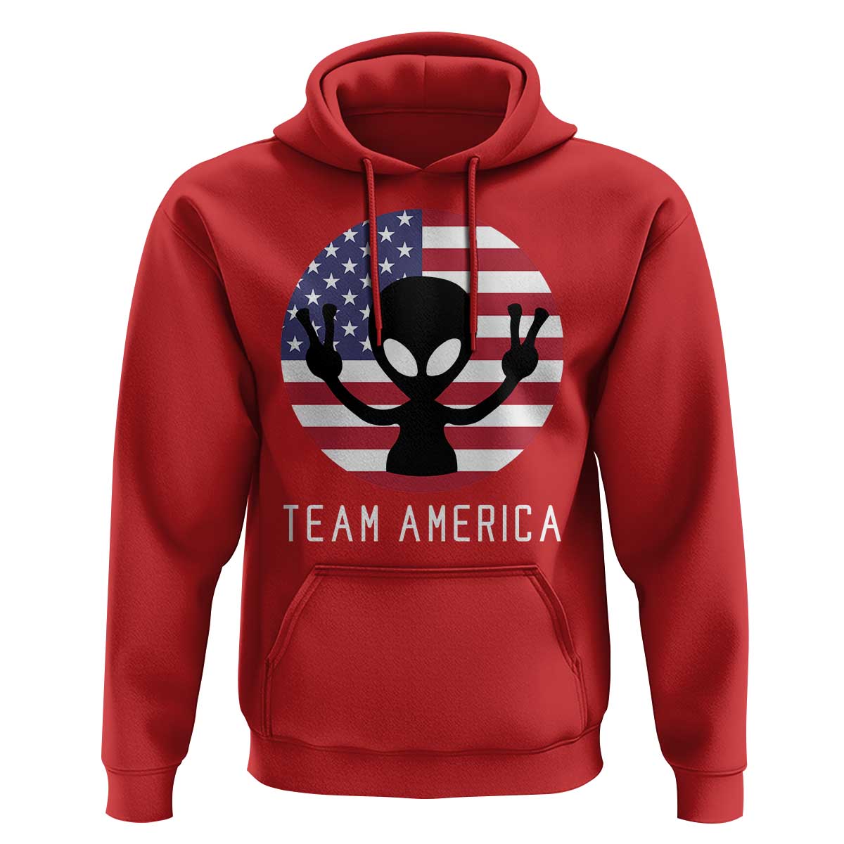 Funny 4th Of July Alien Hoodie Team America USA Flag UFO - Wonder Print Shop