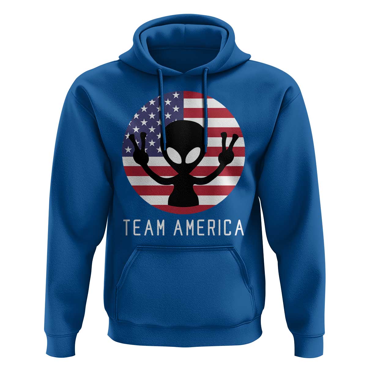 Funny 4th Of July Alien Hoodie Team America USA Flag UFO - Wonder Print Shop