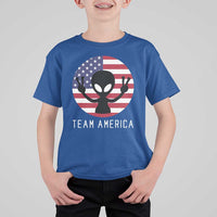 Funny 4th Of July Alien T Shirt For Kid Team America USA Flag UFO - Wonder Print Shop