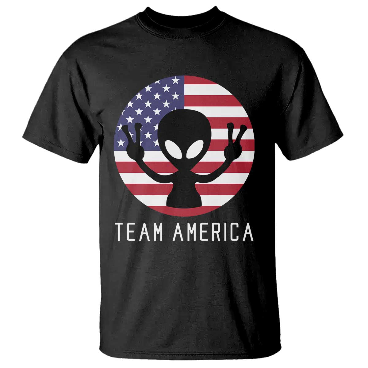Funny 4th Of July Alien T Shirt Team America USA Flag UFO - Wonder Print Shop