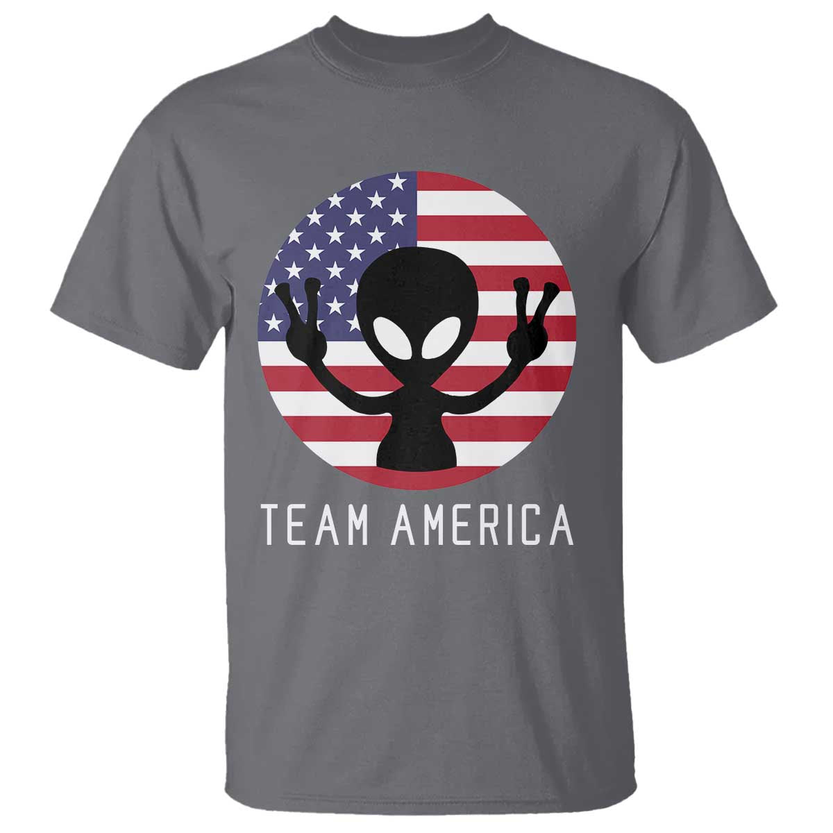 Funny 4th Of July Alien T Shirt Team America USA Flag UFO - Wonder Print Shop
