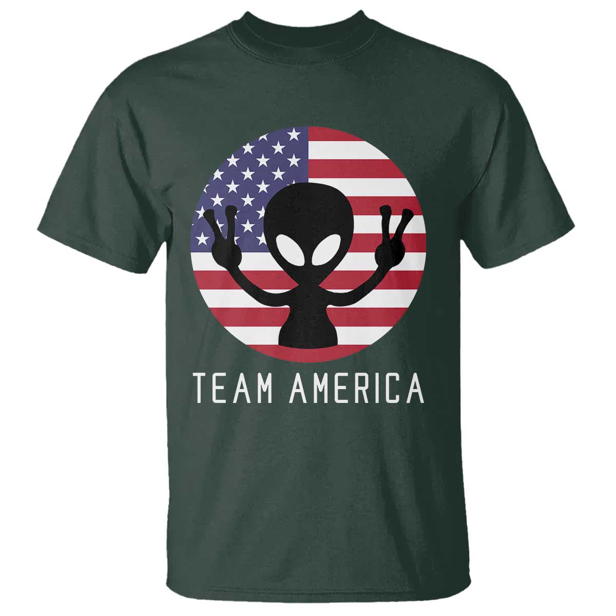 Funny 4th Of July Alien T Shirt Team America USA Flag UFO - Wonder Print Shop
