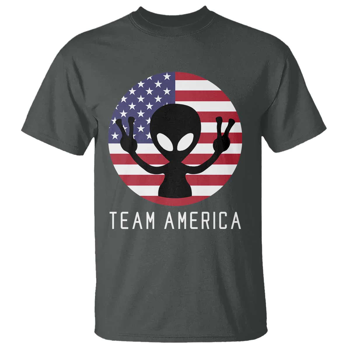 Funny 4th Of July Alien T Shirt Team America USA Flag UFO - Wonder Print Shop