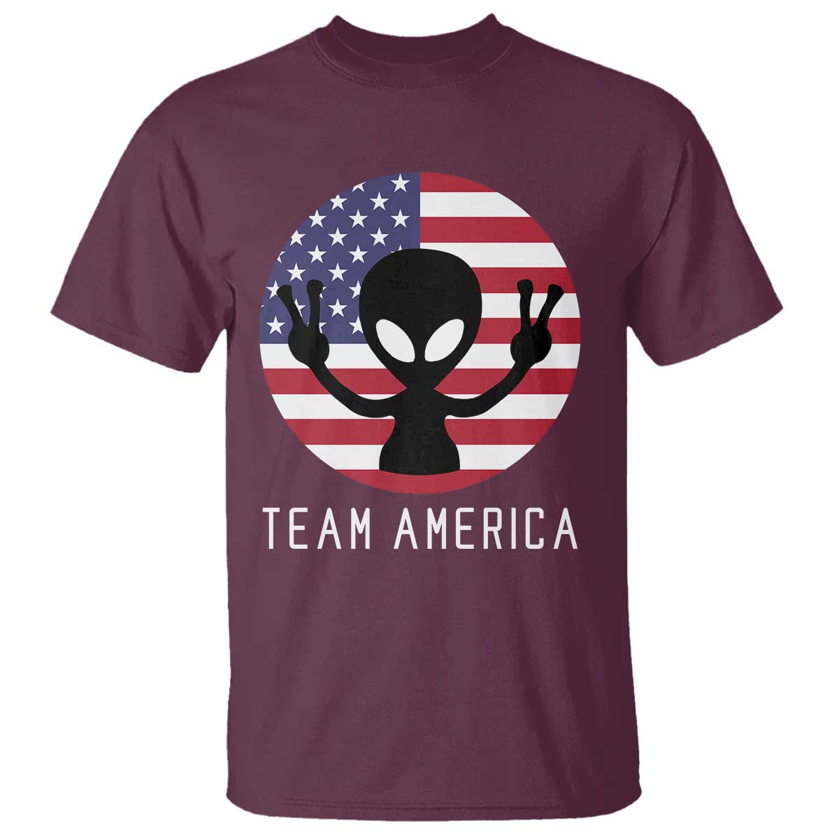 Funny 4th Of July Alien T Shirt Team America USA Flag UFO - Wonder Print Shop