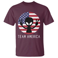 Funny 4th Of July Alien T Shirt Team America USA Flag UFO - Wonder Print Shop