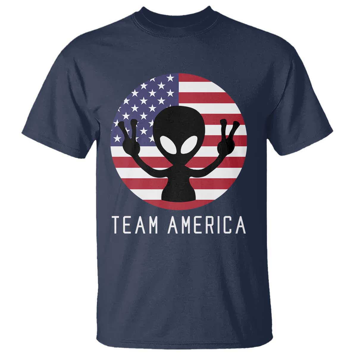 Funny 4th Of July Alien T Shirt Team America USA Flag UFO - Wonder Print Shop