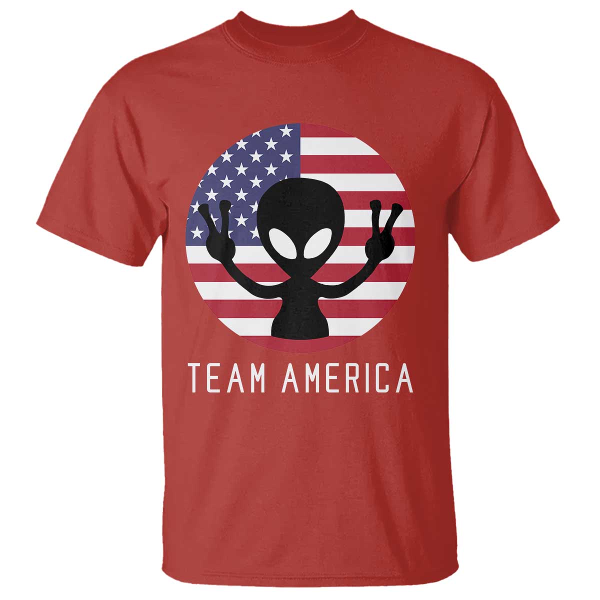 Funny 4th Of July Alien T Shirt Team America USA Flag UFO - Wonder Print Shop